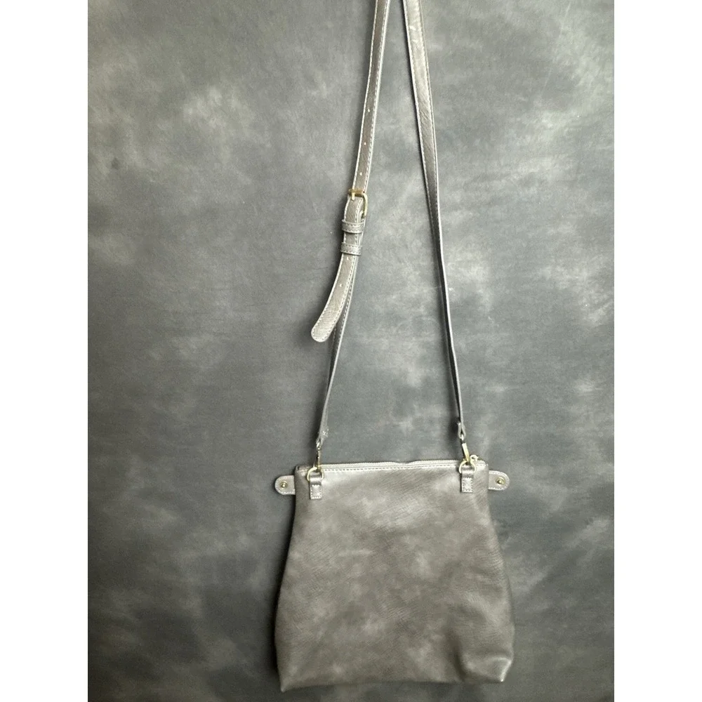 Antik Kraft Gray Vegan Leather Crossbody Bag Medium Satchel Faux‎ Leather Purse